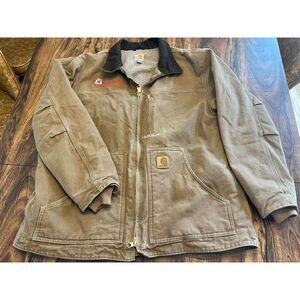 Carhartt Men's C61 FRB Sherpa Lined Ridge Coat Sz XL Regular Brown Canvas LOGO